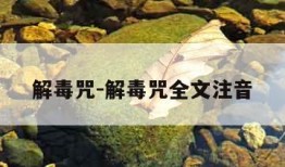 解毒咒-解毒咒全文注音