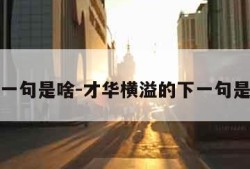 下一句是啥-才华横溢的下一句是啥