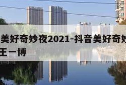 抖音美好奇妙夜2021-抖音美好奇妙夜2021王一博