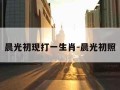 晨光初现打一生肖-晨光初照